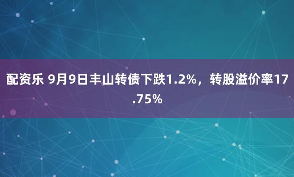 配资乐 9月9日丰山转债下跌1.2%，转股溢价率17.75%